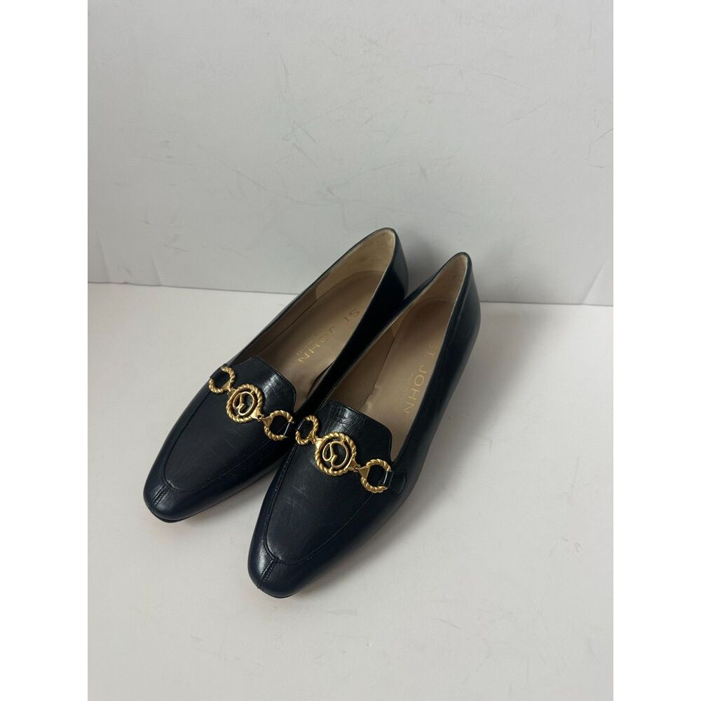 ST. JOHN Black Women's Leather Loafers